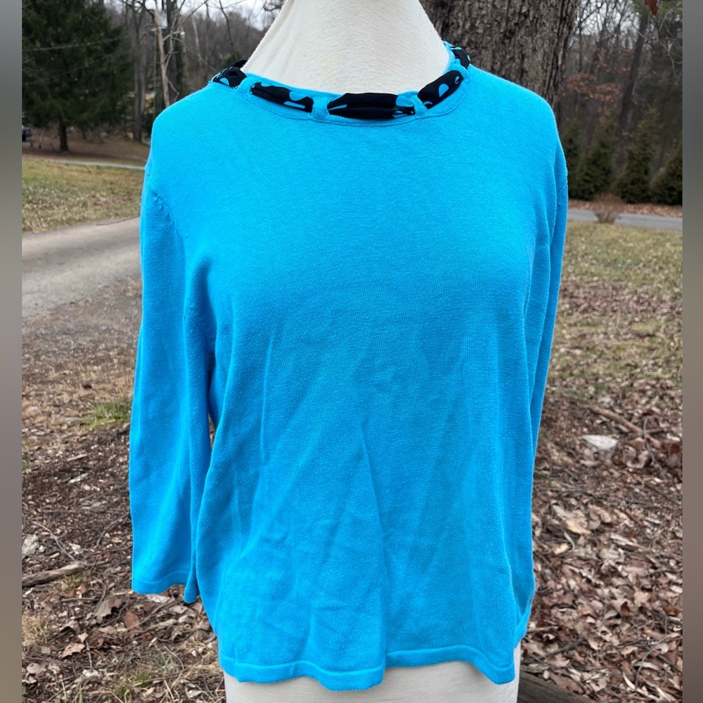 SOUTHERN LADY VINTAGE SWEATER WITH CLOTH ACCENT NECKLINE WOMENS LARGE